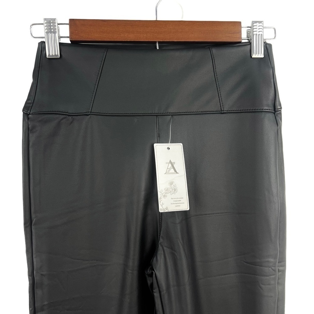 az, FAUX LEATHER BLACK LEGGINGS, NEW WITH TAGS - Picture 2 of 7
